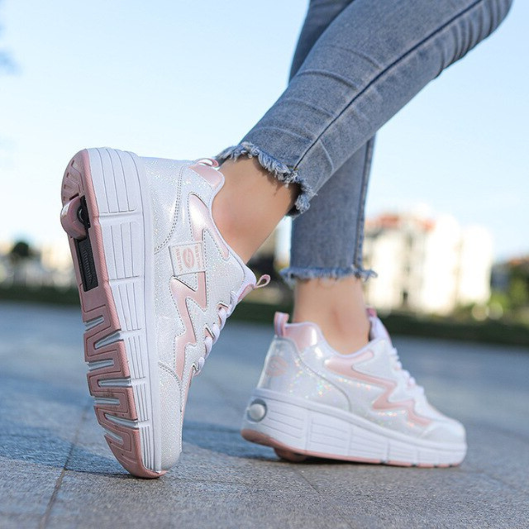 Street Style Skate Shoes - Roller Wheels, Thick Sole