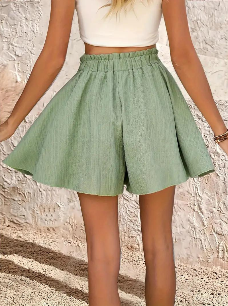 Relaxed Fit Flared High-Waisted Shorts