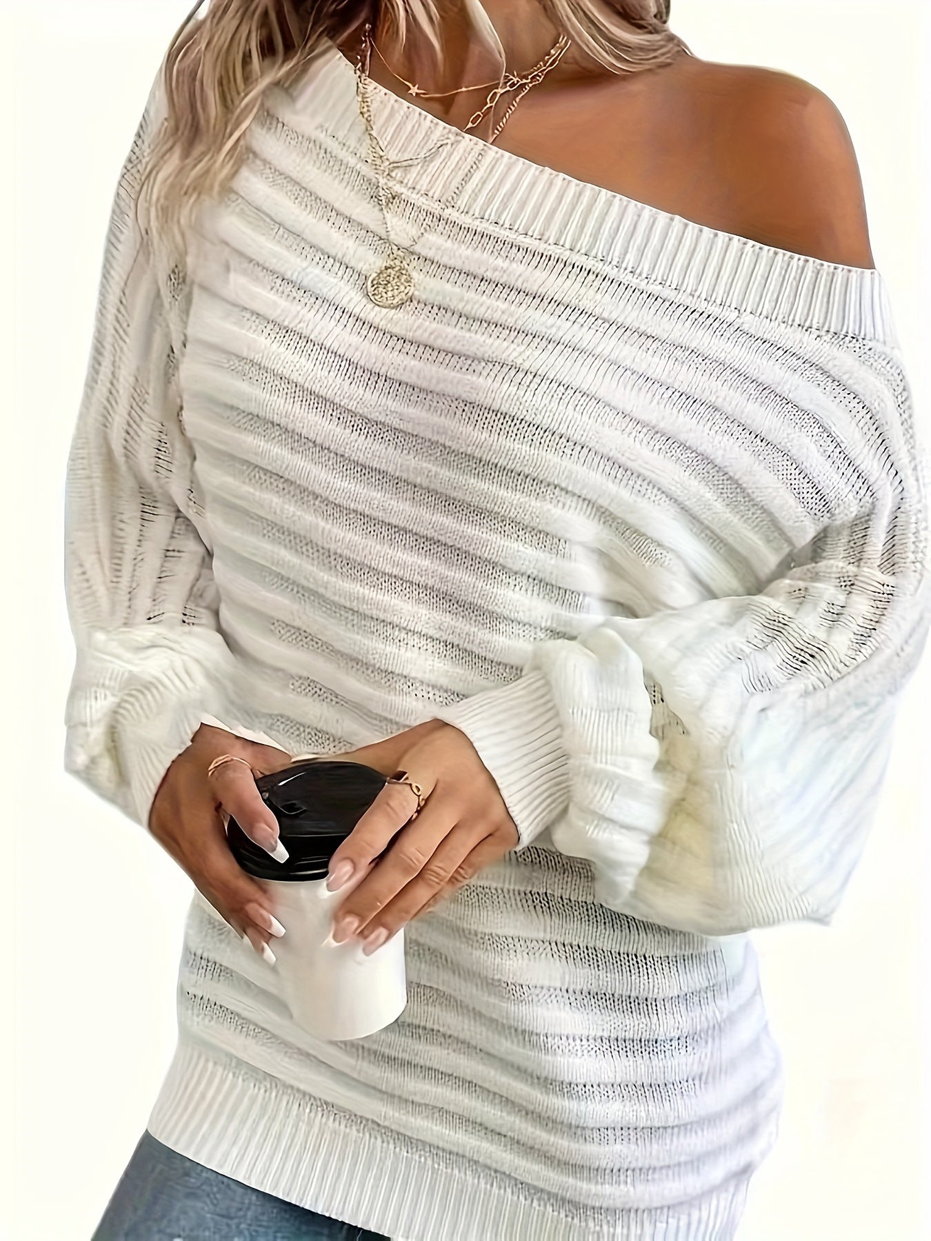 Women's Ribbed Knit Off-Shoulder Dress – Long Sleeve, Versatile Style-74368-a3f6ee0d-02a2-4fbf-833e-6cc998dac49d