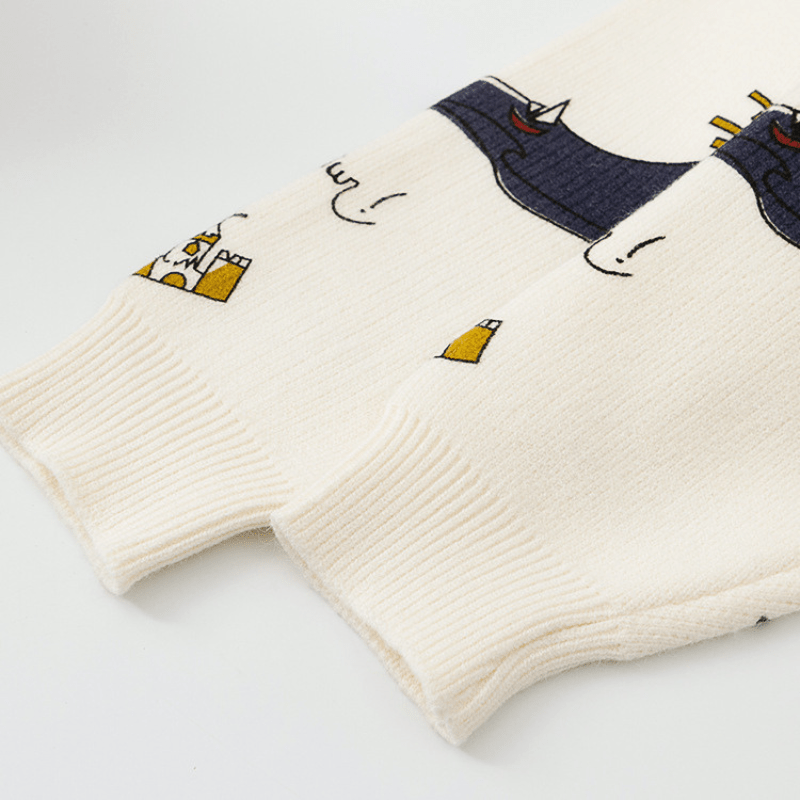 Embroidered Oversized Cardigan with Pockets