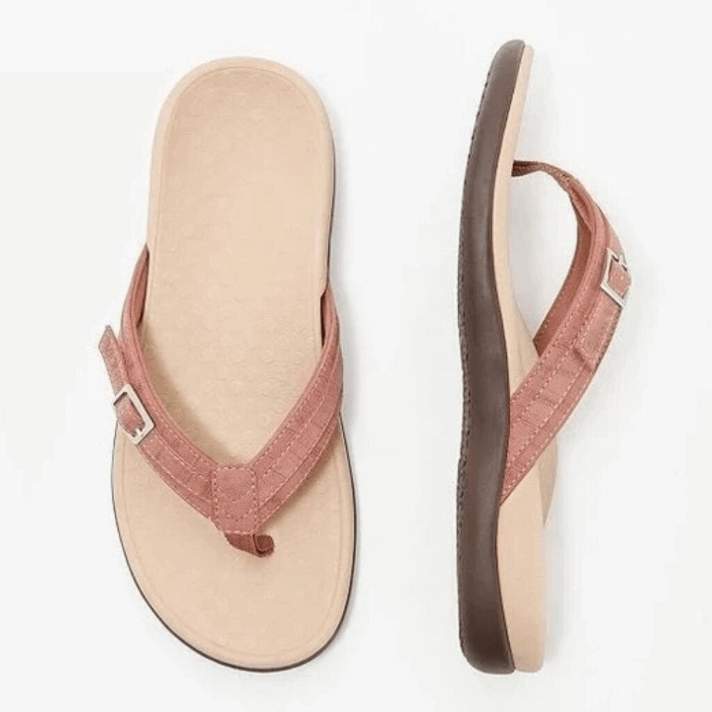 Contoured Footbed Thong Sandals with Ankle Strap