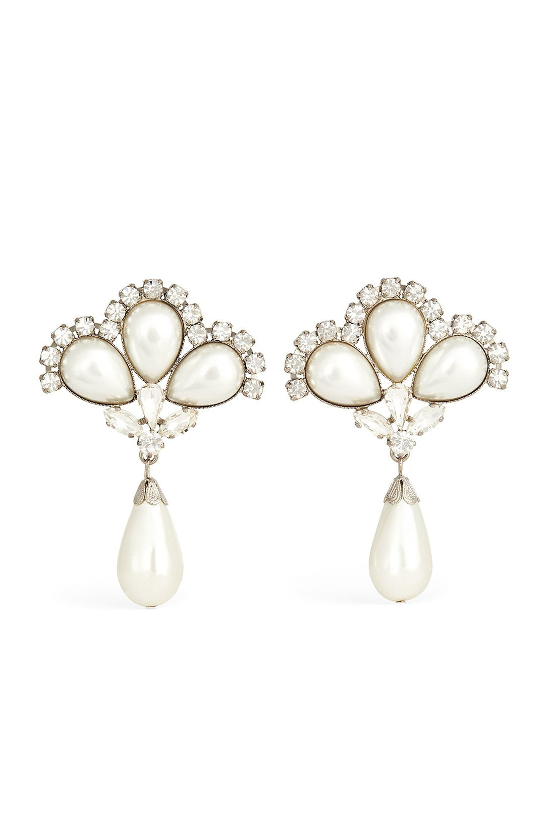 Teardrop Pearl Drop Earrings - Crystal Fan