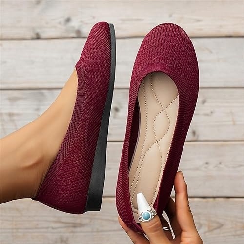 Knit Ballet Flats - Cushioned Comfort, Lightweight