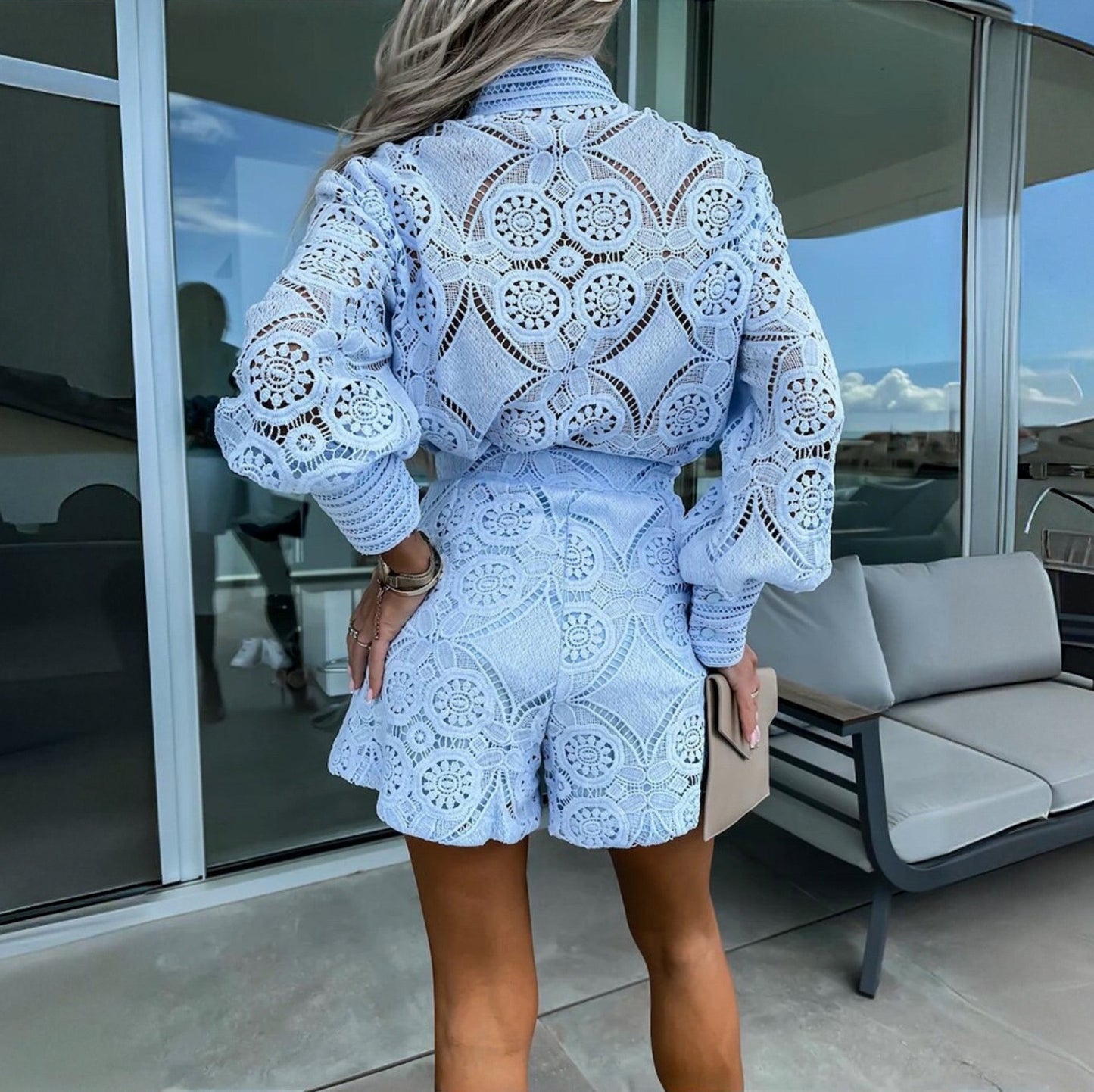 Women's Lace Long Sleeve Button-Down Romper – Elegant, Versatile Style-83324-ab3c16d7-9c62-44ec-b9a1-db4c066d5474