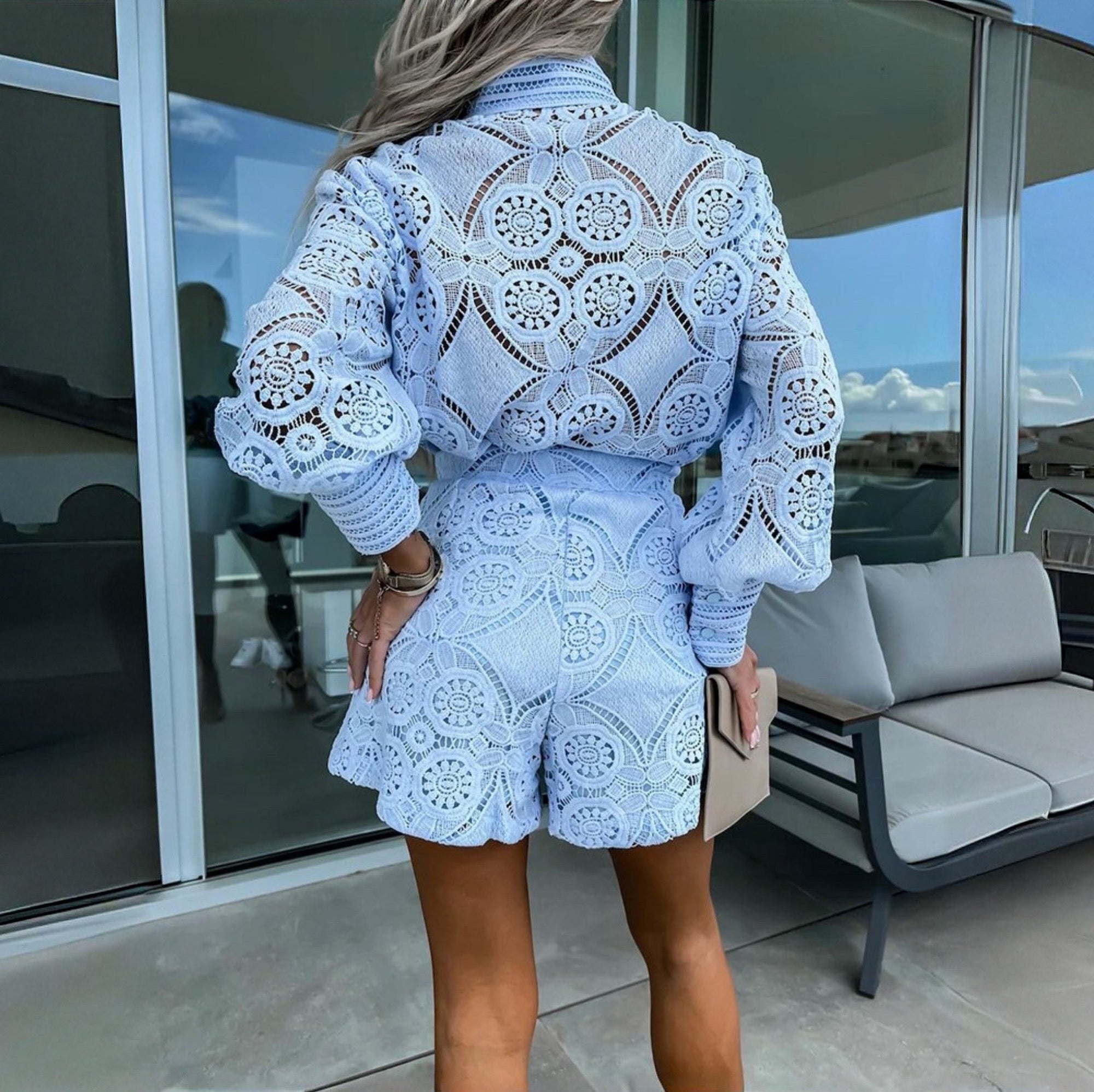 Women's Lace Long Sleeve Button-Down Romper – Elegant, Versatile Style-83324-ab3c16d7-9c62-44ec-b9a1-db4c066d5474