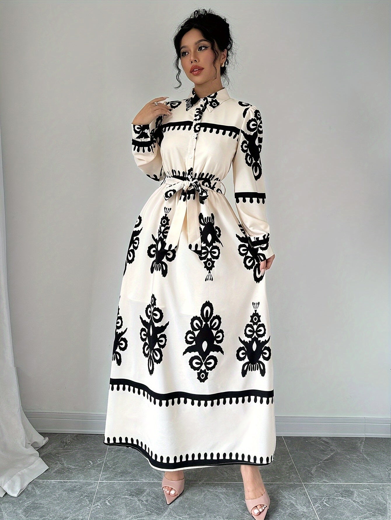 Women's Printed Long-Sleeve Dress with Tie Belt-83357-ac9716f7-24df-4c39-b68f-12e2241dcb67