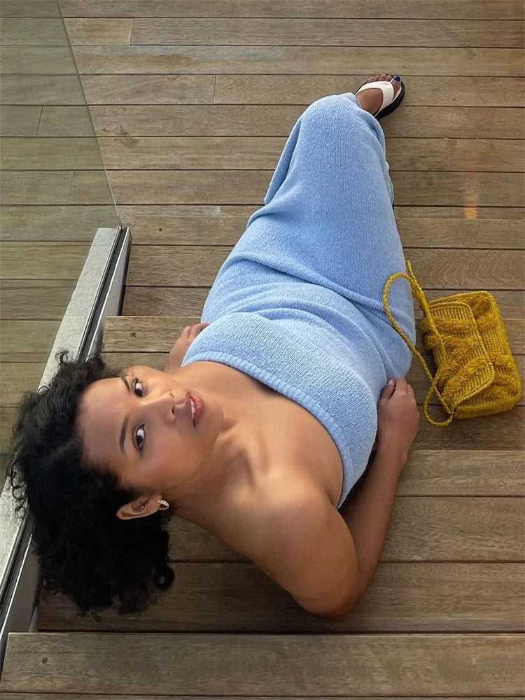 Women's Knit Strapless Striped Dress - Effortless Summer Style-81460-addd1ef2-b43f-4696-bc27-408f688cfbcd