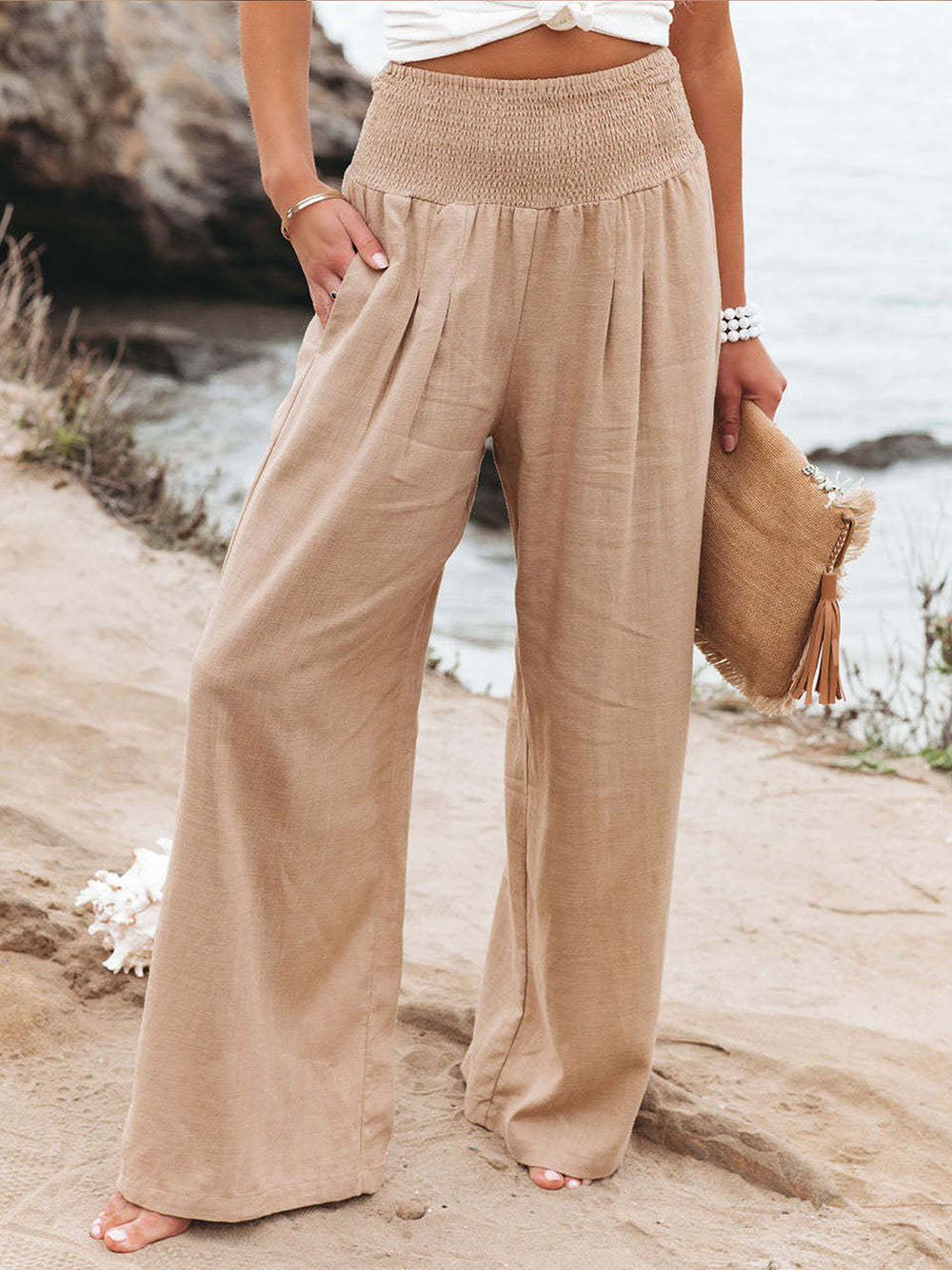 Wide-Leg Trousers - High-Waisted, Flowing Fit