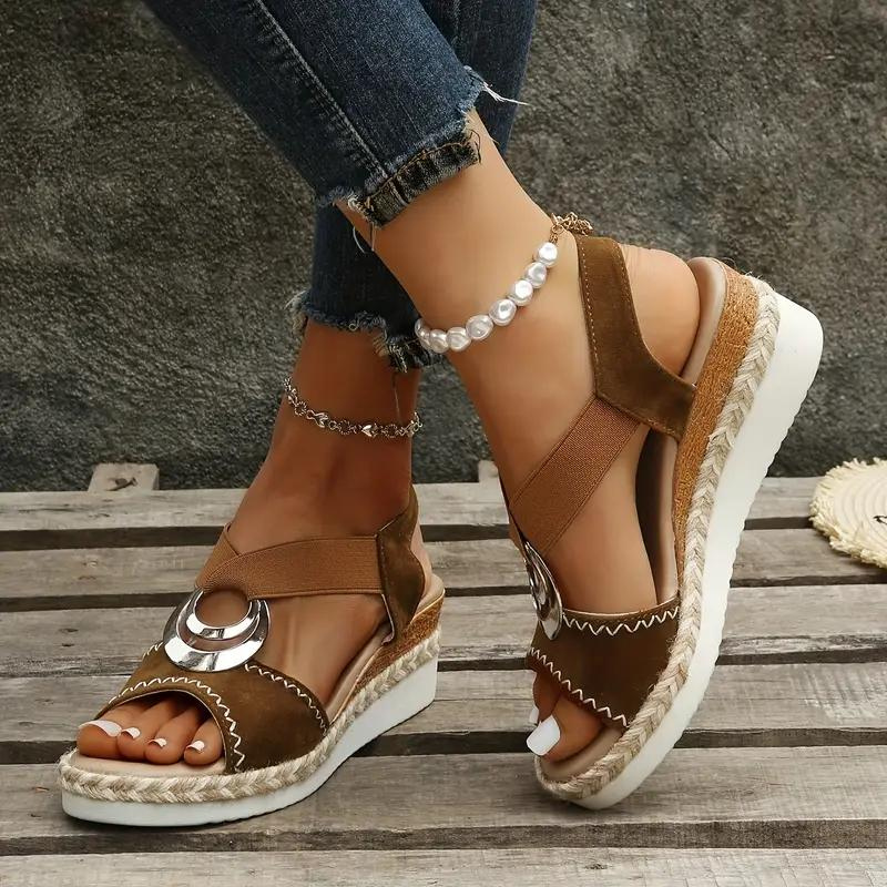 Woven Platform Sandals - Ankle-Strap Detail