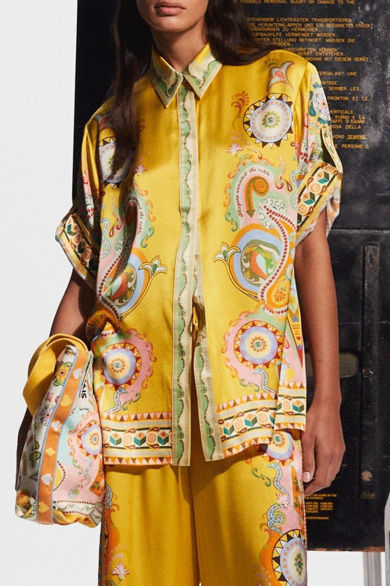 Paisley Silk Blend Two-Piece Pants Set