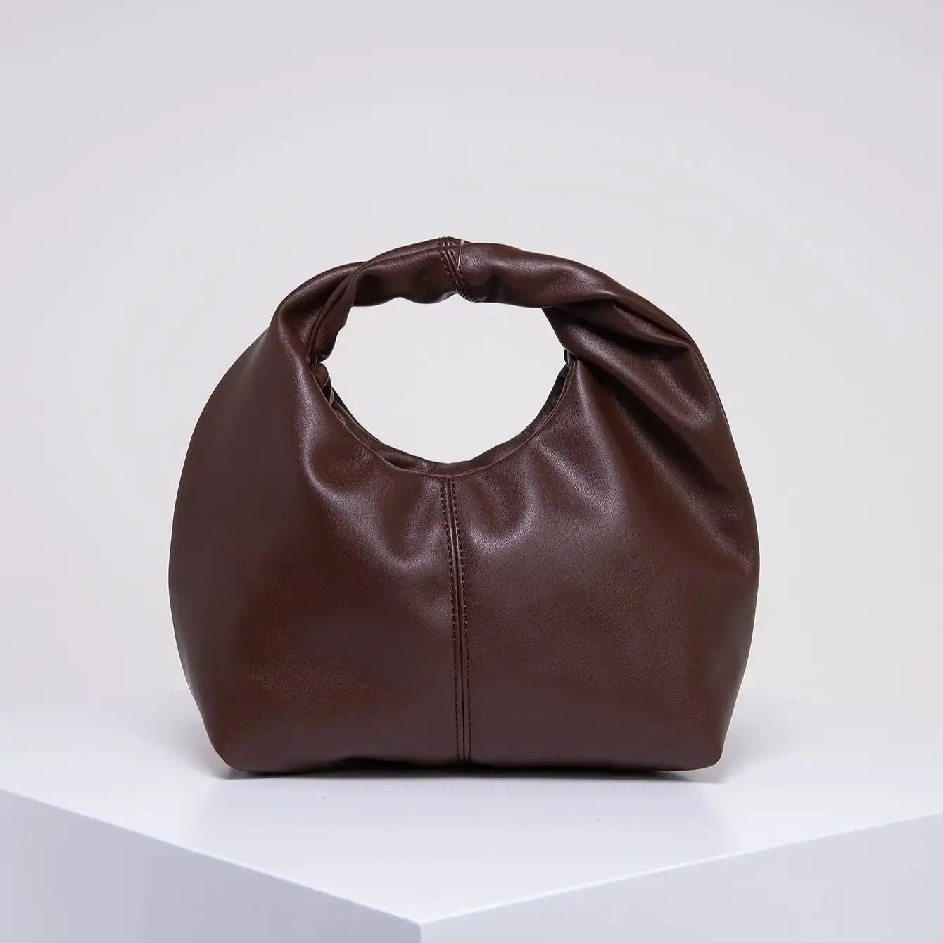 Sculpted Handle Handbag - Modern Minimalist