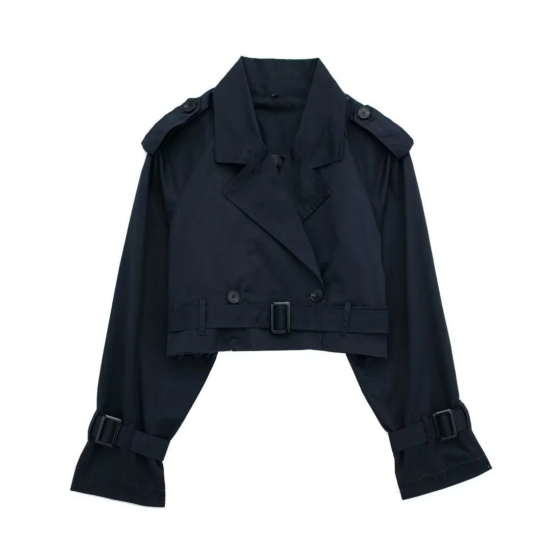 Cropped Double-Breasted Trench Coat