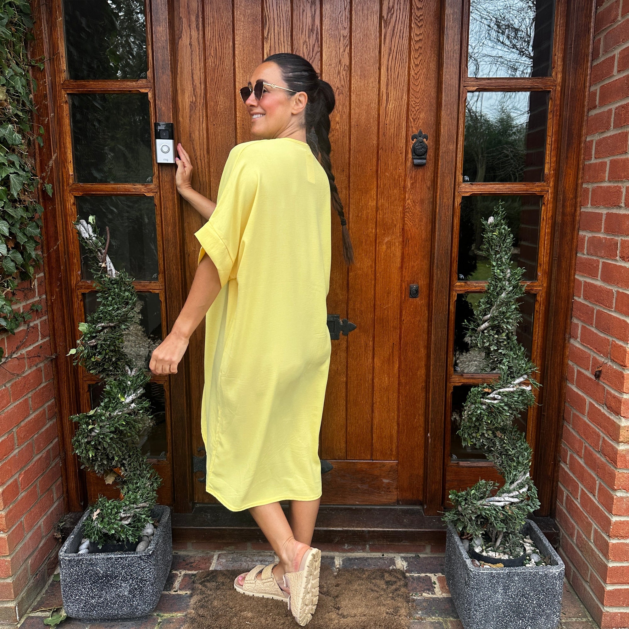 Knot-Waist Dress with Asymmetrical Hem