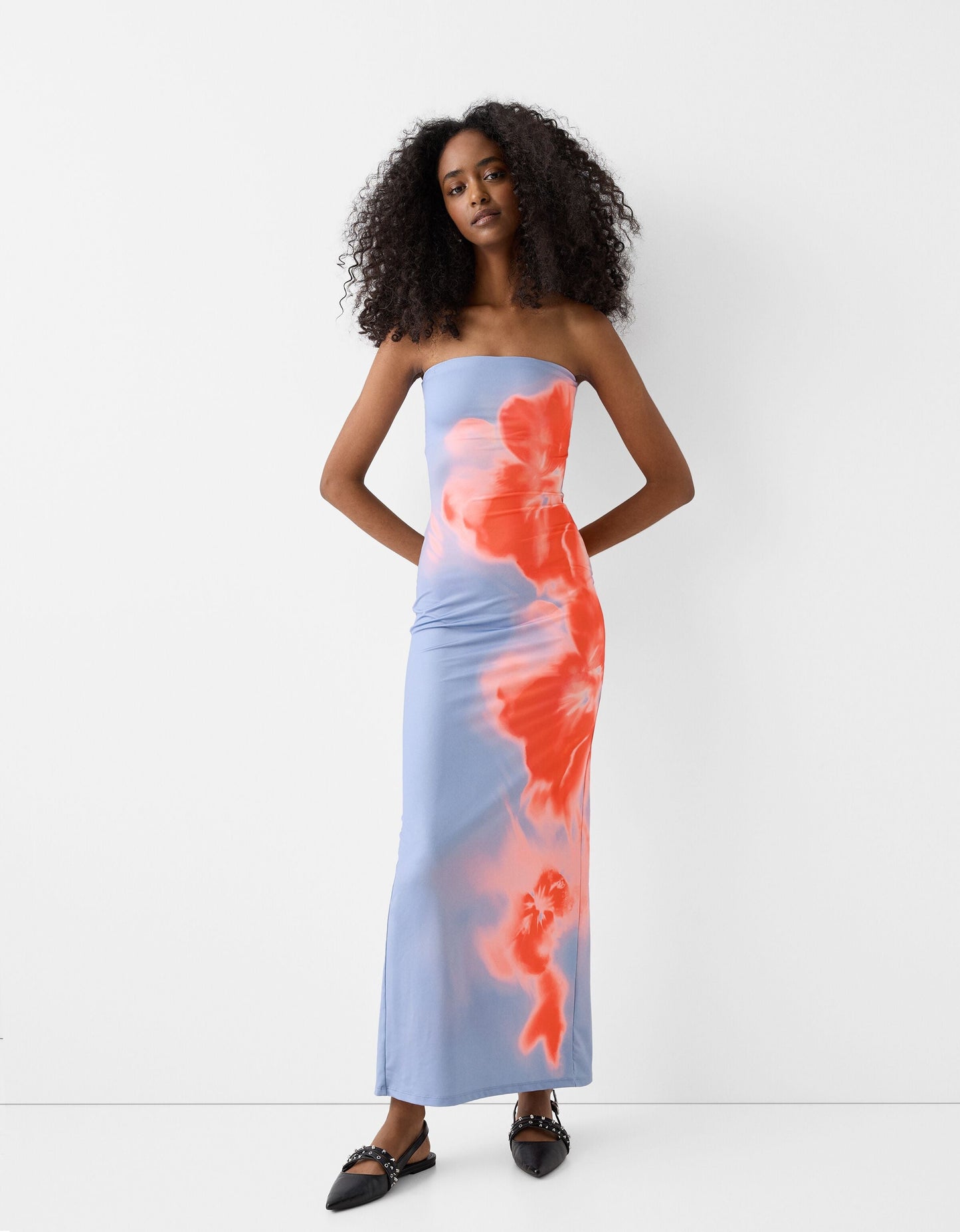 Sculpted Bodycon Midi Dress - Strapless Gradient
