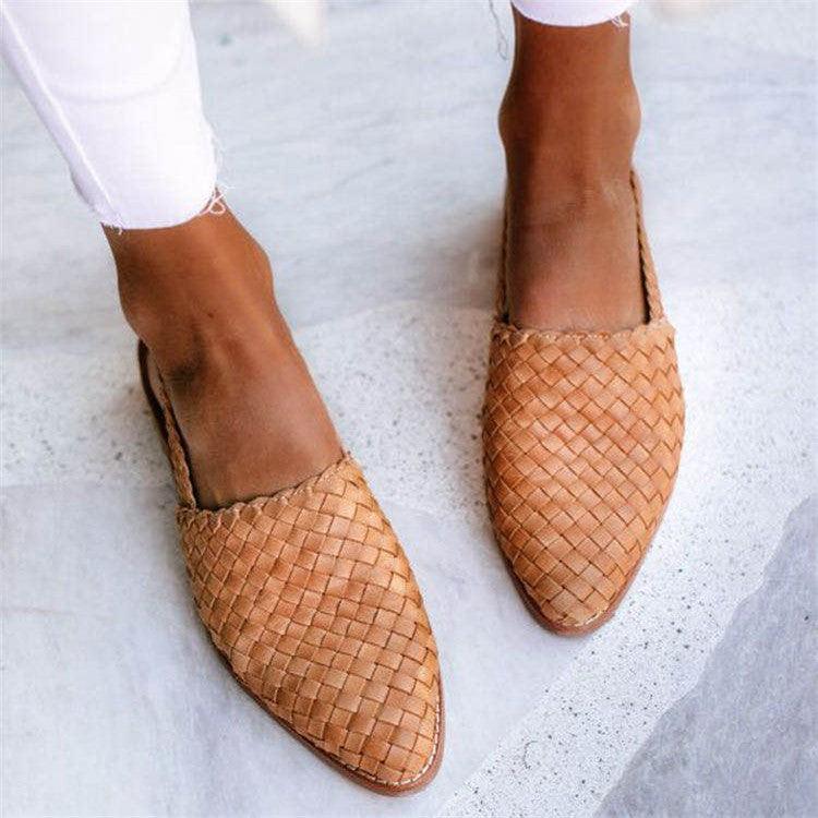 Woven Slip-On Shoes - Open Back, Pointed Toe