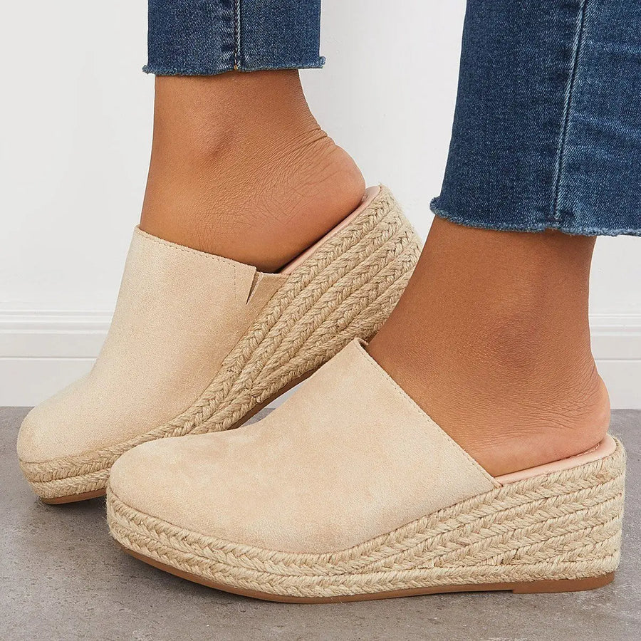 Women's Suede Slip-On Espadrille Wedge Heel Shoes-83367-bda5abc9-e5c2-4489-84da-0eb6b84e83df