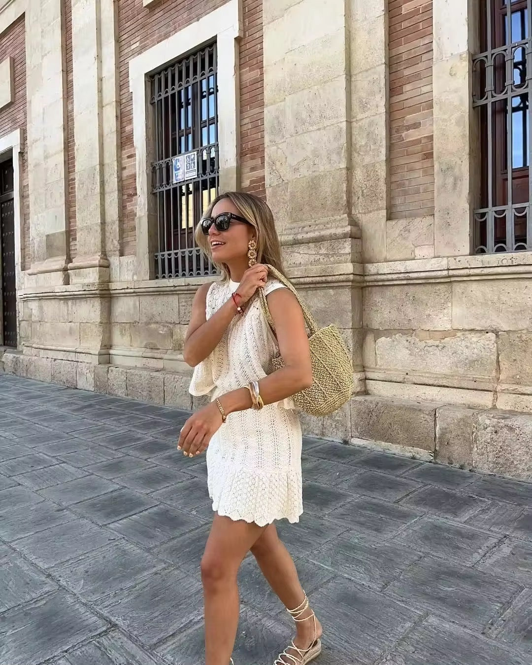 Knitted Two-Piece Set - A-Line Skirt