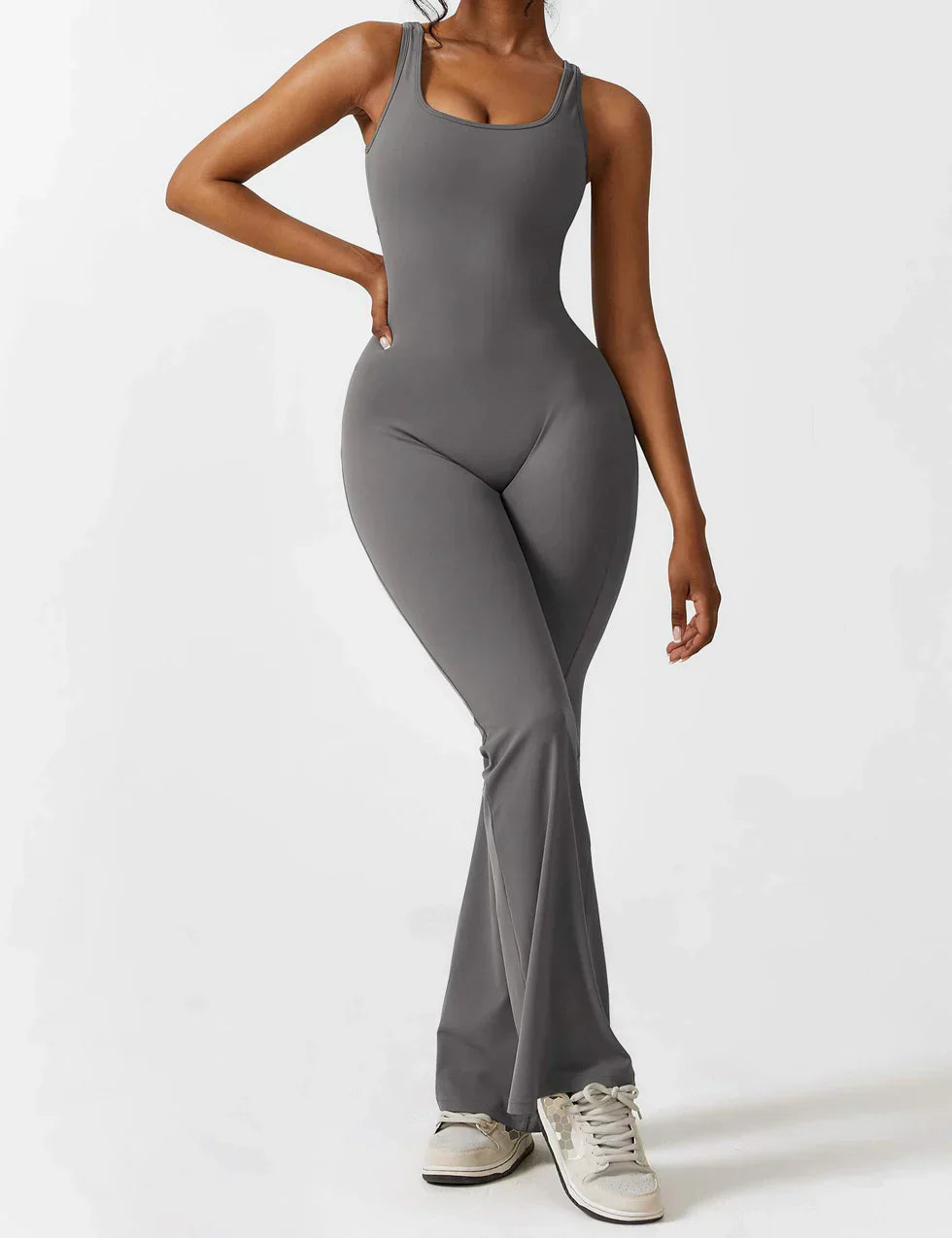 Women's Sleeveless Jumpsuit – Open Back, Flare Leg, Form-Fitting, Stretchy-83507-c2063e45-4d78-4c6e-974d-150ed852827a