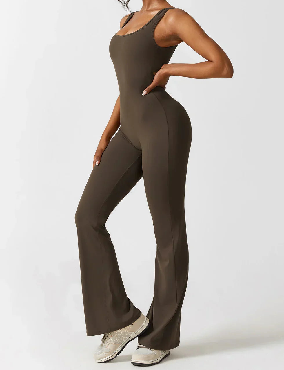 Women's Sleeveless Jumpsuit – Open Back, Flare Leg, Form-Fitting, Stretchy-83507-c301261b-8216-4c47-b89c-c499e6717182