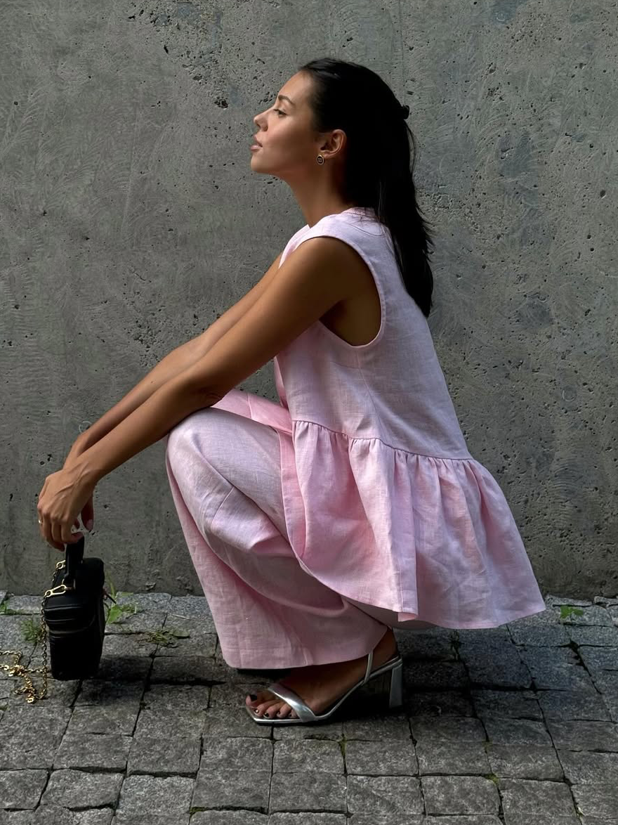 Basicfold Women's Linen Two-Piece Set – Sleeveless V-Neck Top & Wide-Leg Pants-83272-c4f1fbdd-4797-42a4-940e-5ef7bbac176c