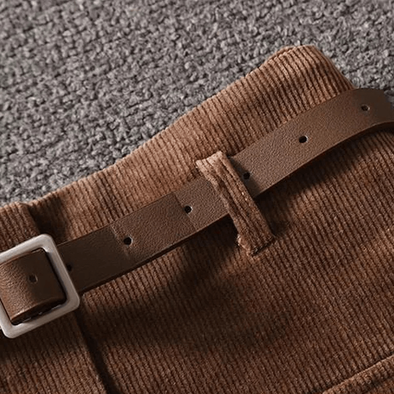 A-Line Corduroy Skirt with High Waist