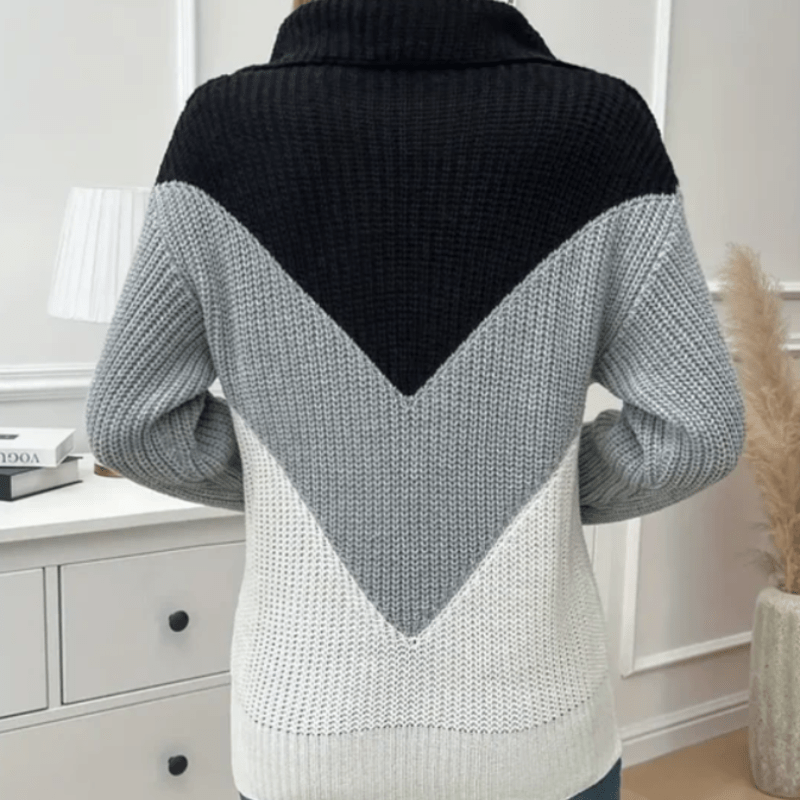 Chevron Half-Zip Chunky Knit Sweater