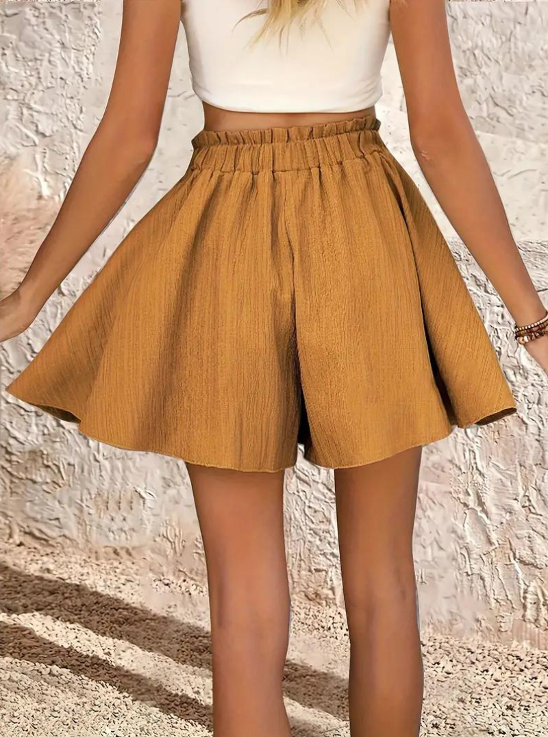 Relaxed Fit Flared High-Waisted Shorts