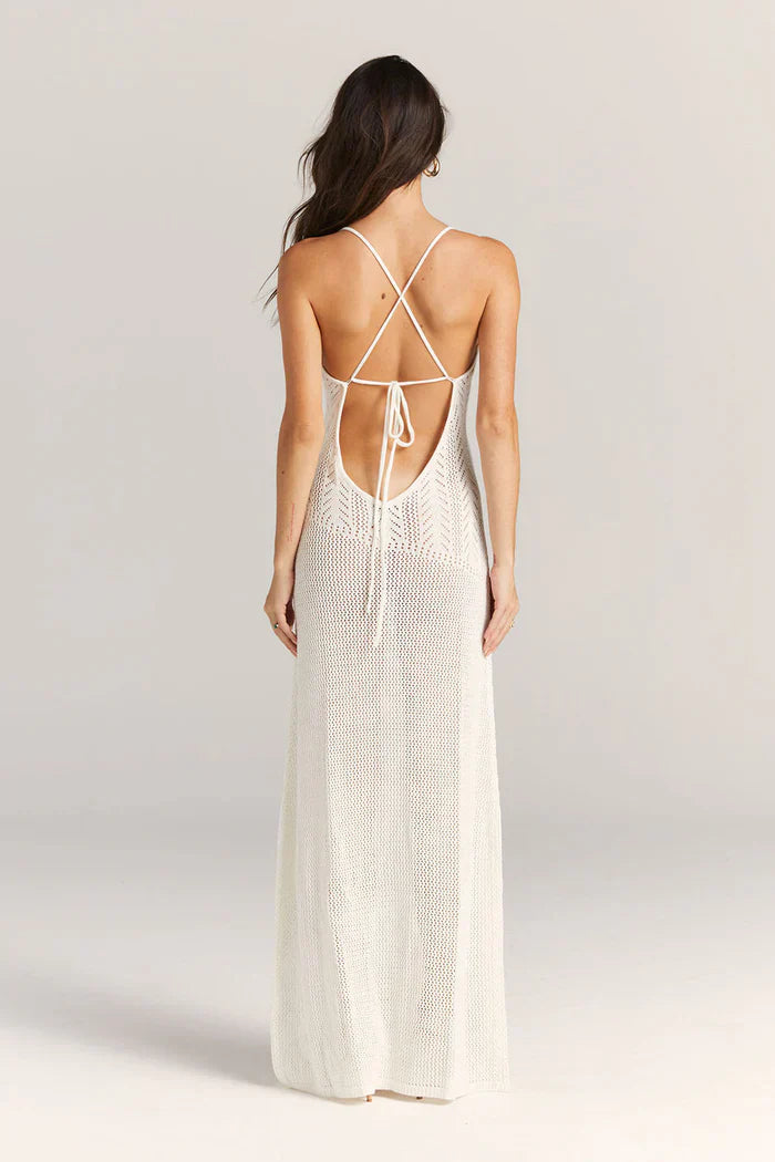 Basicfold Women's Open Knit Maxi Dress – Floral Cutout, Spaghetti Straps-83282-c84a1c7d-5055-47bd-89b4-73d7922995ae