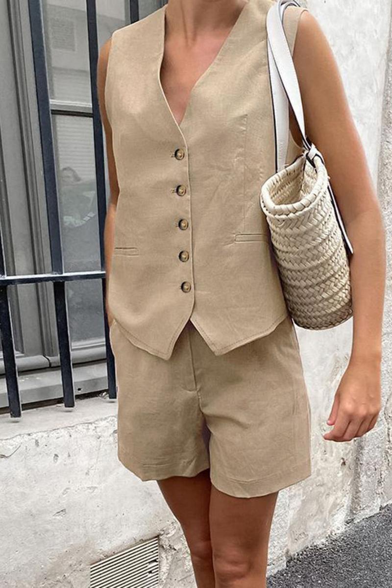 Vest and Pleated Shorts Two-Piece Set