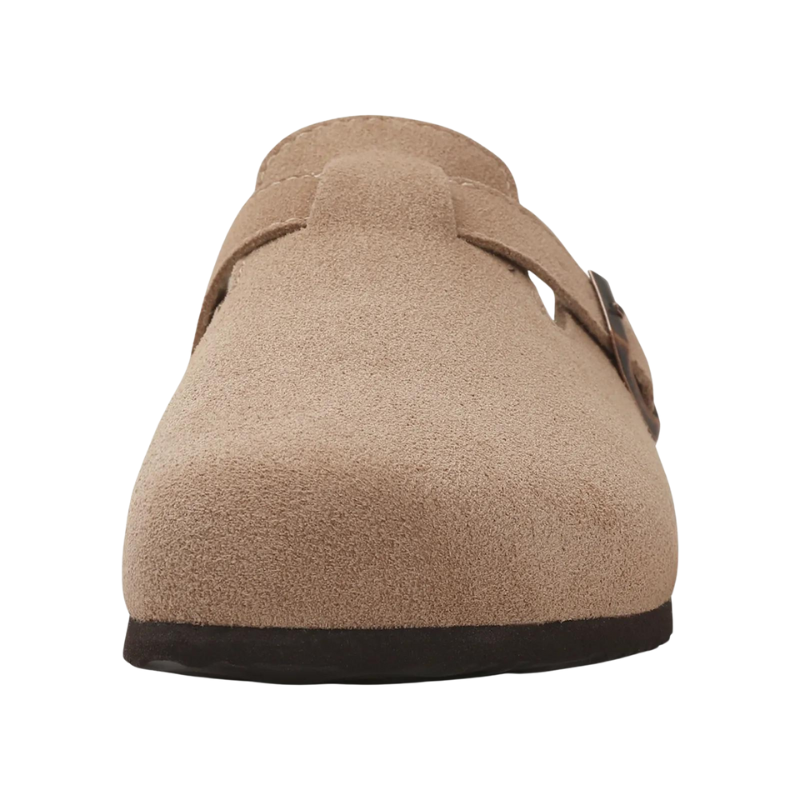 Women's Suede Open-Back Mules with Cork Footbed & Adjustable Strap-82019-cae1b007-6678-4336-b6aa-98b8ba7ee27b