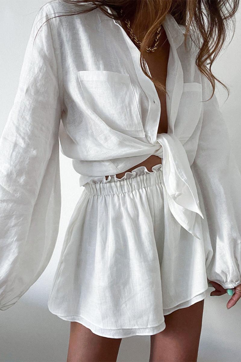 Linen Two-Piece Set - Relaxed Fit Tie Waist