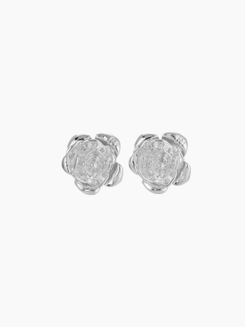 Rose Stud Earrings - Detailed Petal Design