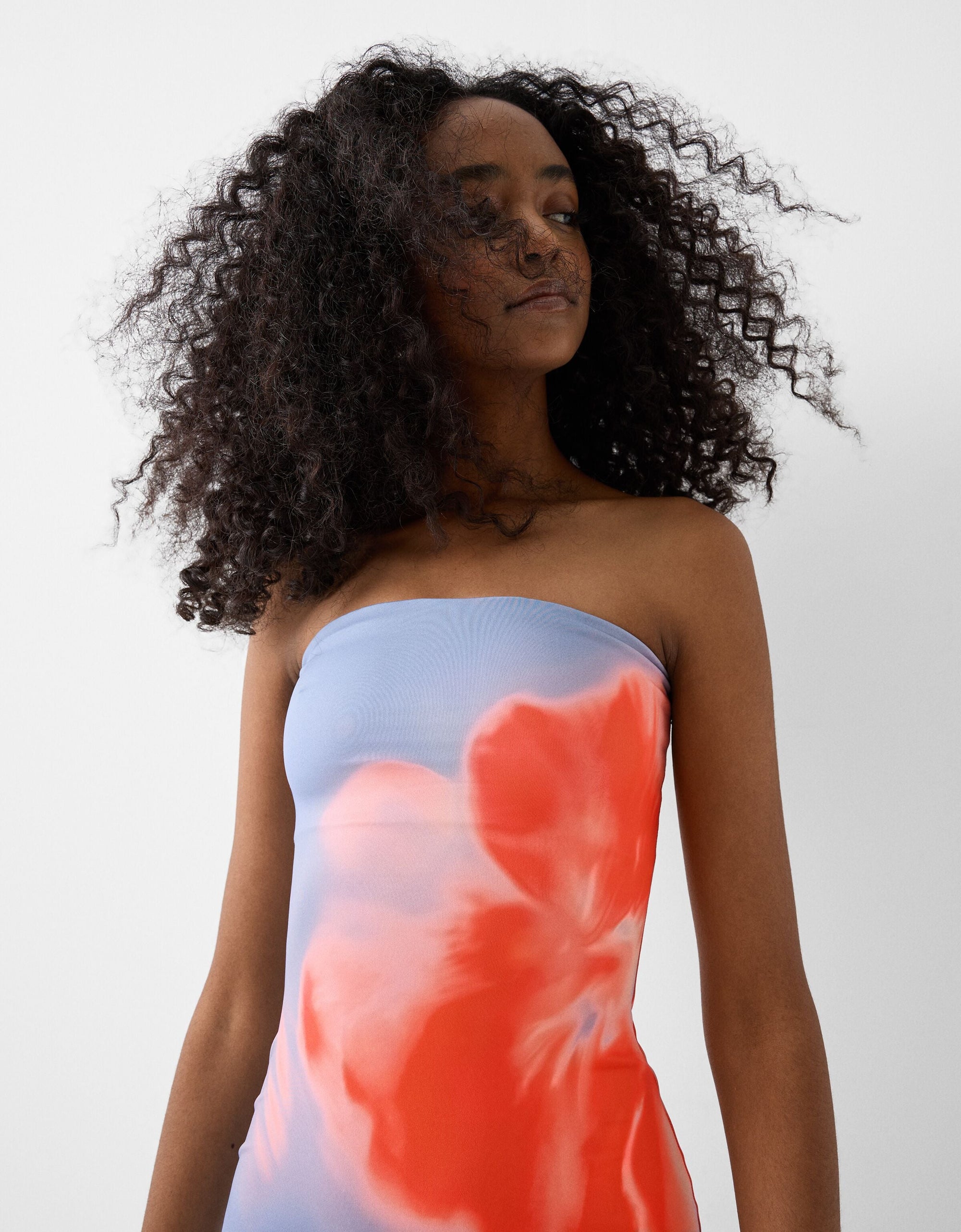 Sculpted Bodycon Midi Dress - Strapless Gradient