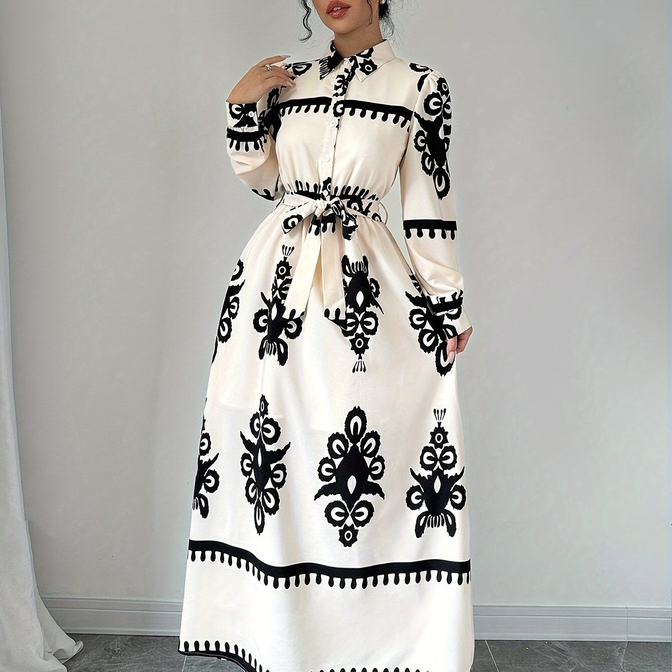 Women's Printed Long-Sleeve Dress with Tie Belt-83357-cca2658a-bacc-462b-ae38-4f5262d68b7a