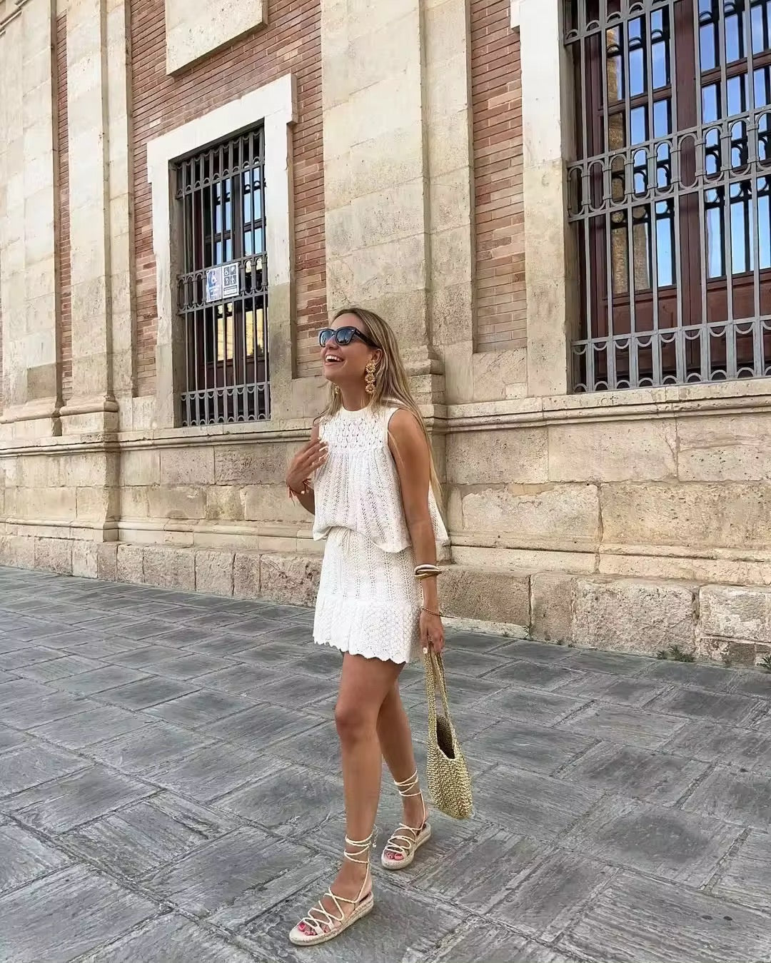 Knitted Two-Piece Set - A-Line Skirt