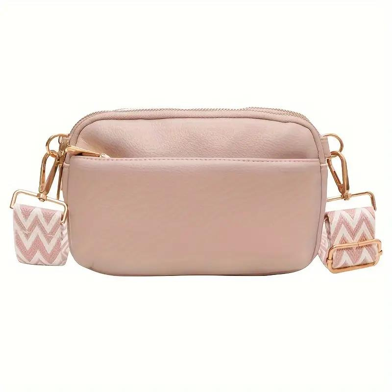 Patterned Strap Crossbody Bag with Gold Hardware
