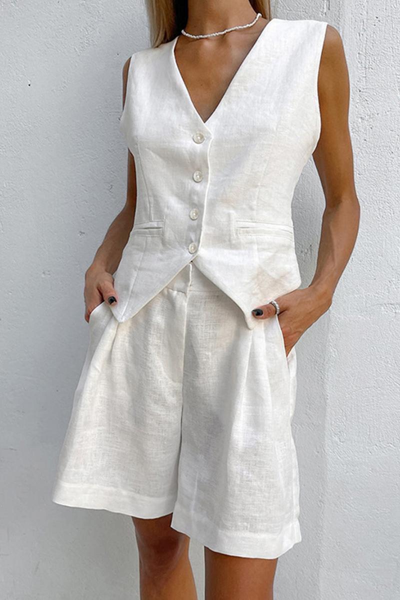 Vest and Pleated Shorts Two-Piece Set