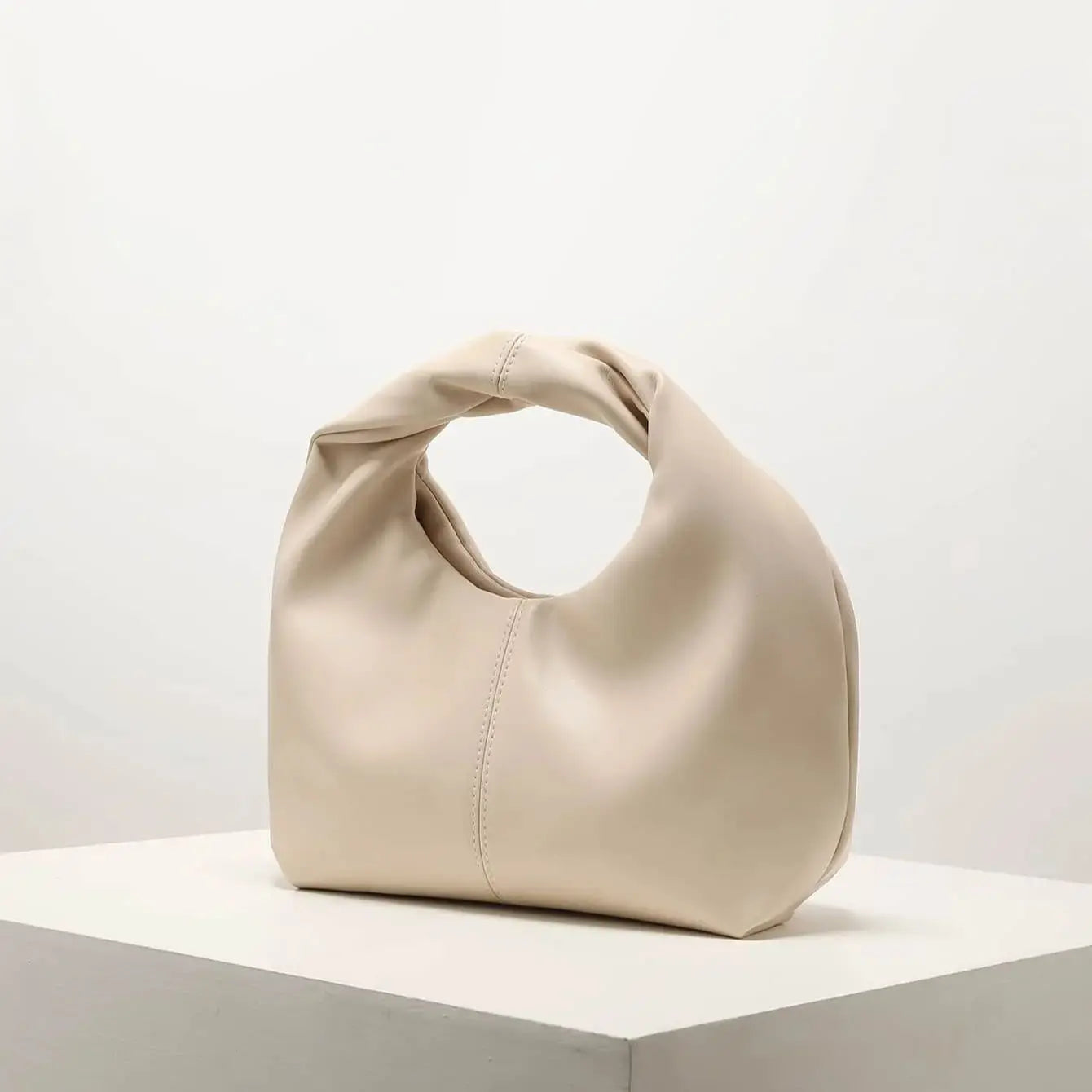 Sculpted Handle Handbag - Modern Minimalist