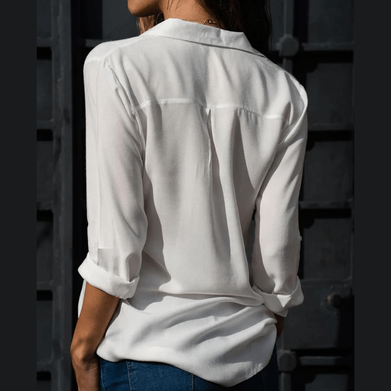 Relaxed Button-Up Blouse - Lightweight Cotton Blend