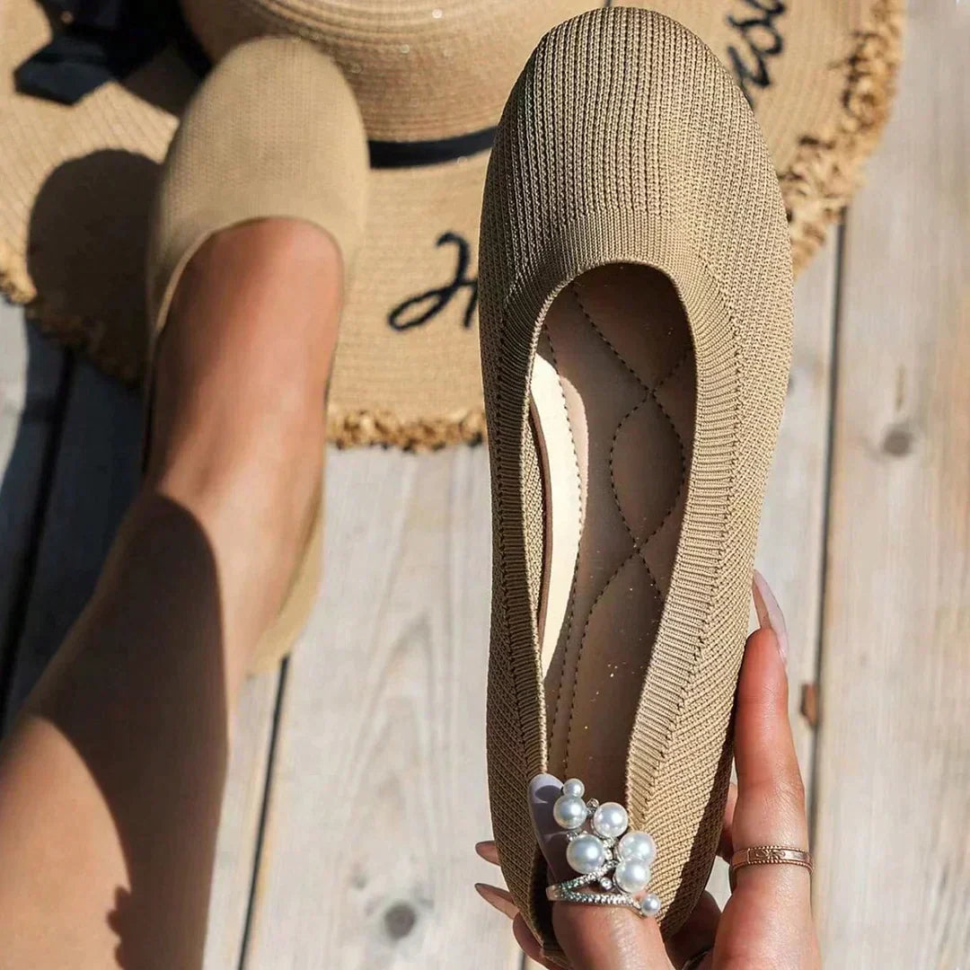 Knit Ballet Flats - Cushioned Comfort, Lightweight