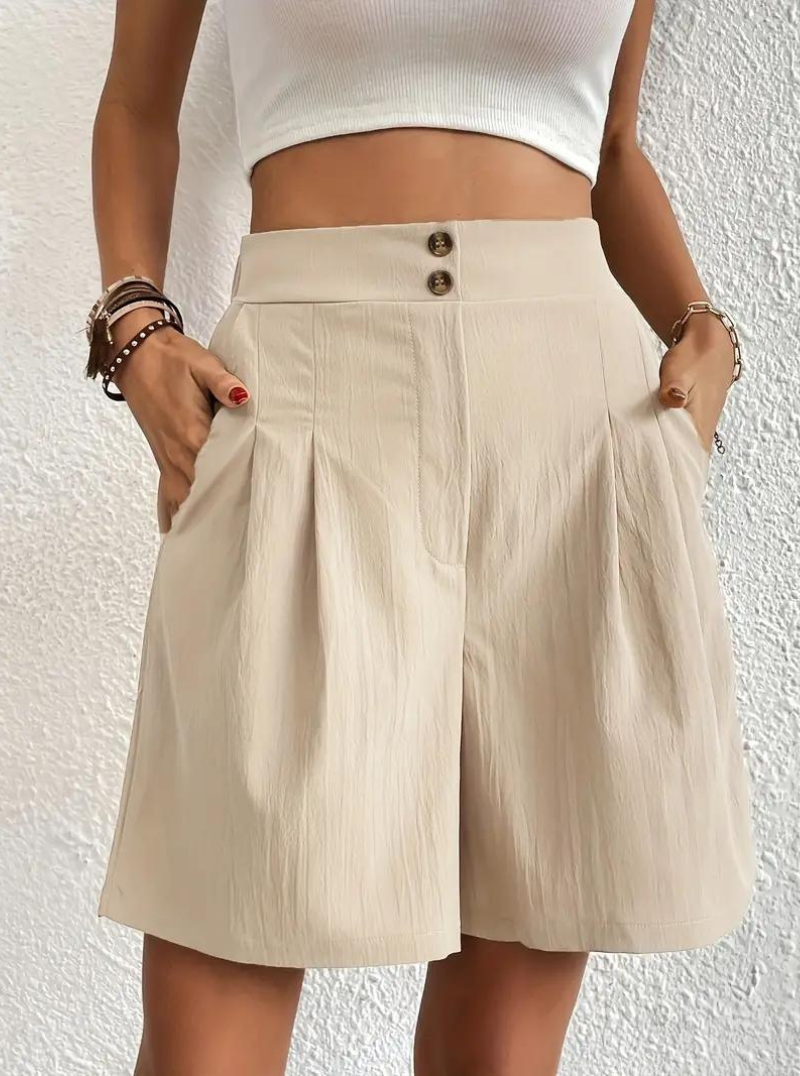 Women's High-Waist Pleated Shorts with Pockets – Versatile Style-82558-d78965aa-3223-4a7c-8311-700e20d4114d