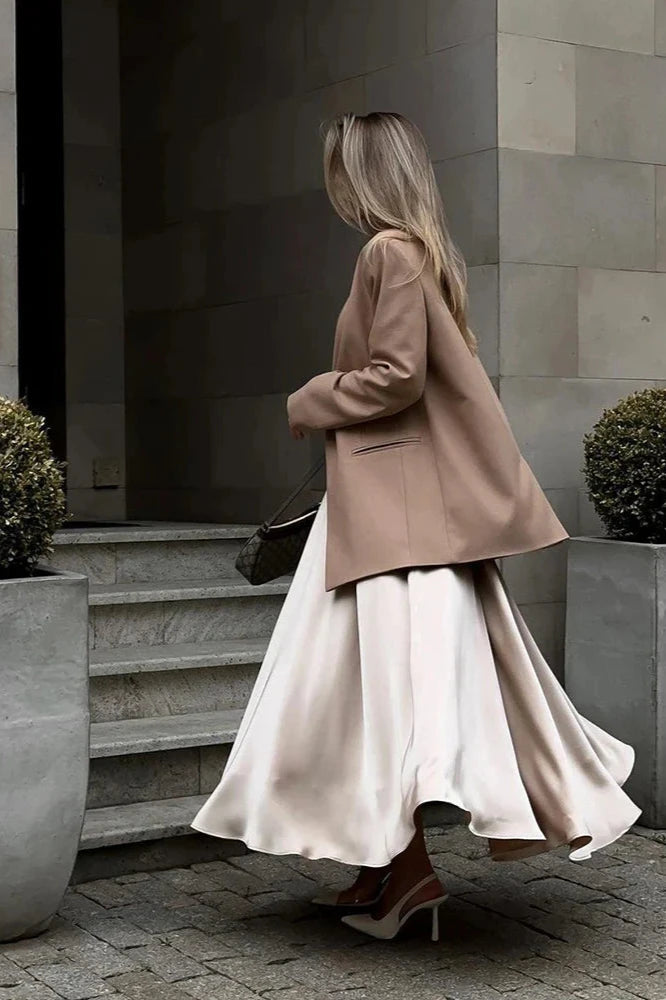 High-Waisted Drape Maxi Skirt