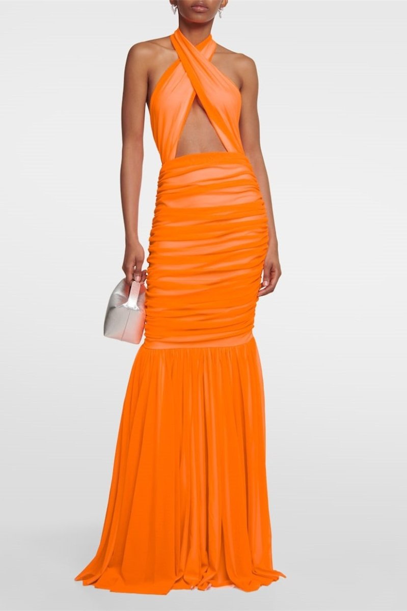 Halter Keyhole Floor-Length Cocktail Dress
