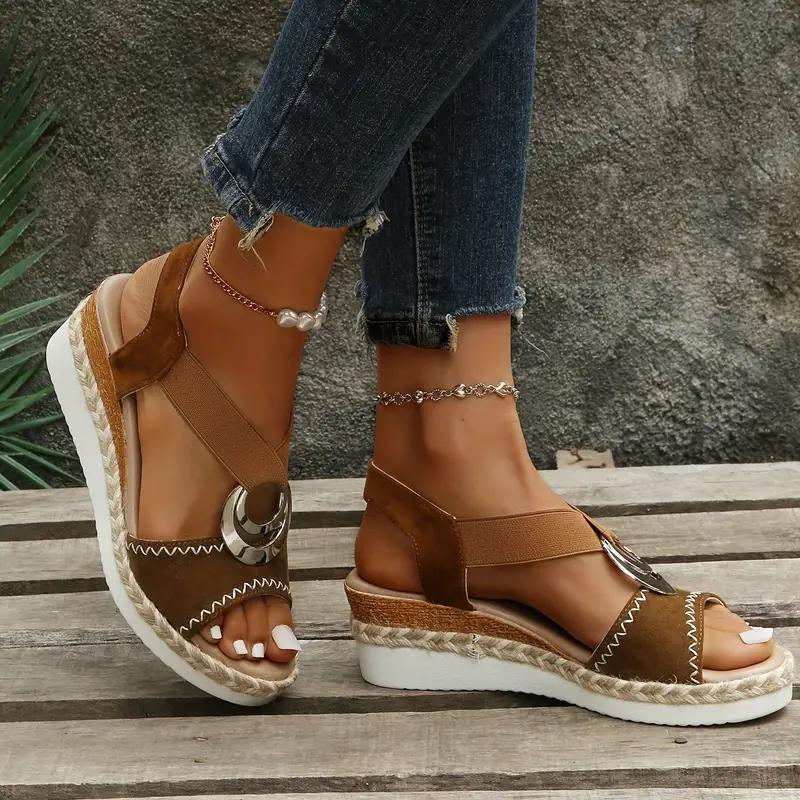 Woven Platform Sandals - Ankle-Strap Detail