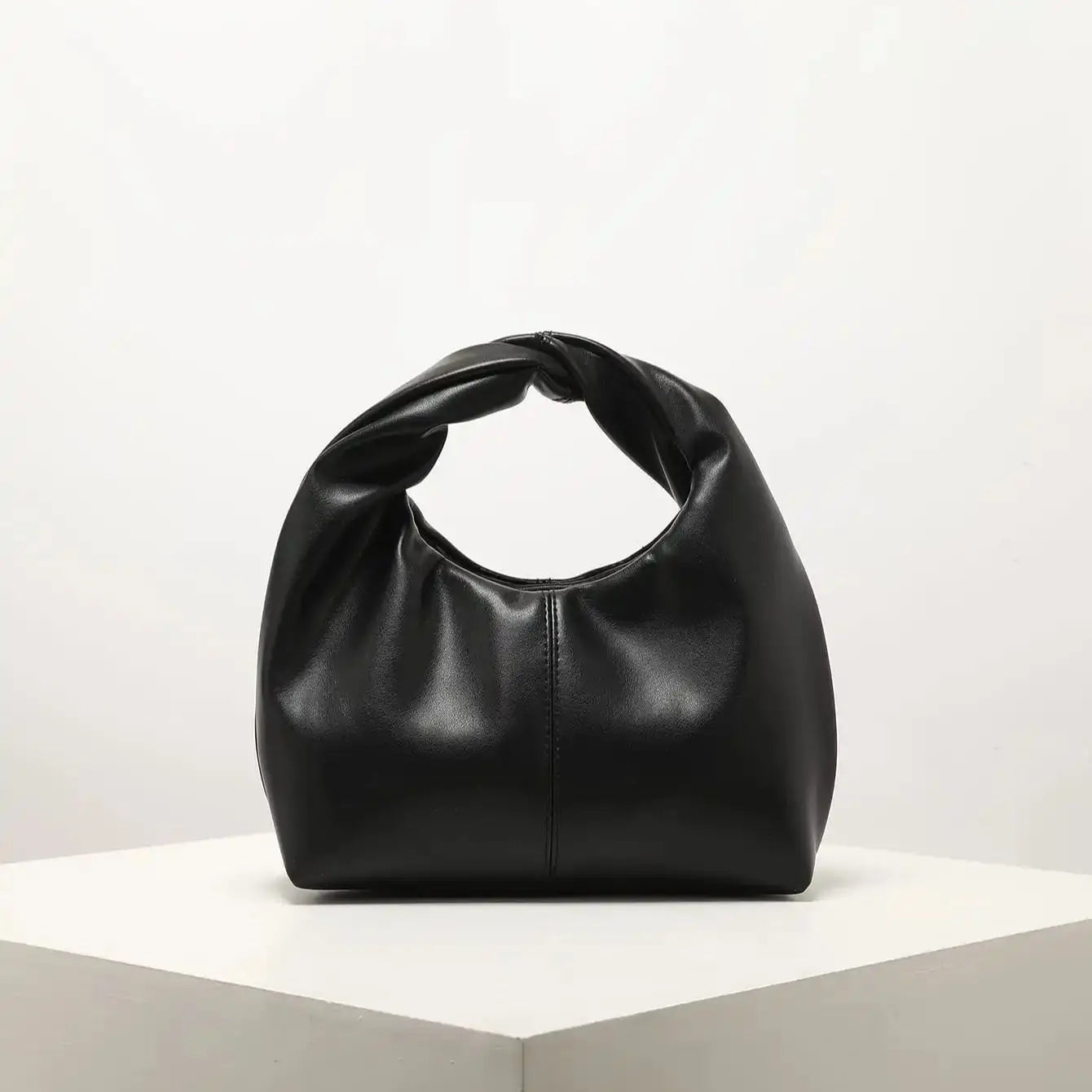Sculpted Handle Handbag - Modern Minimalist