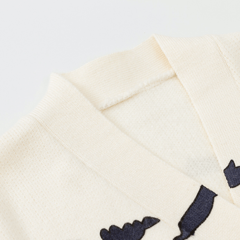 Embroidered Oversized Cardigan with Pockets