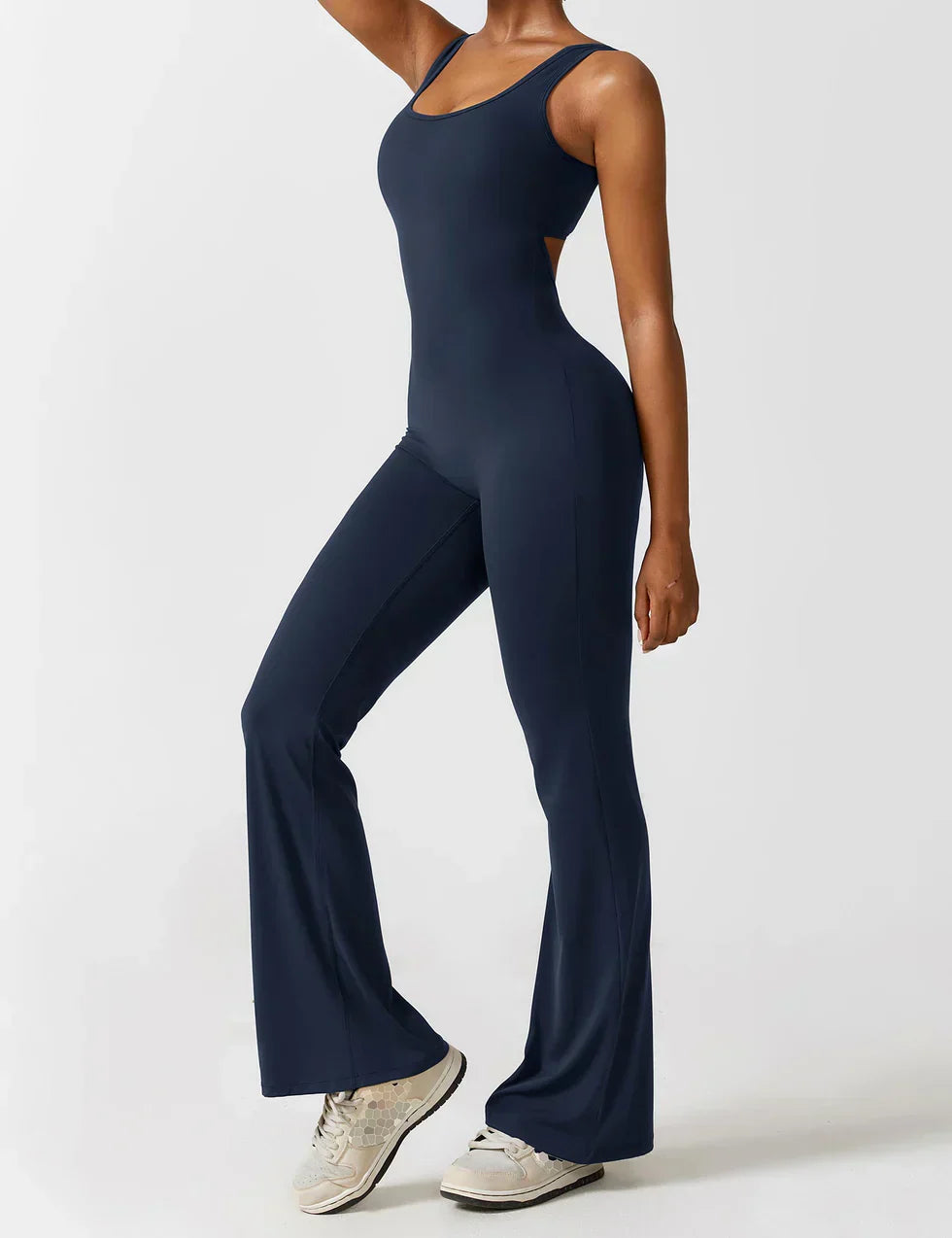 Women's Sleeveless Jumpsuit – Open Back, Flare Leg, Form-Fitting, Stretchy-83507-dd50cfa3-f925-4eae-a889-56d1f129a939
