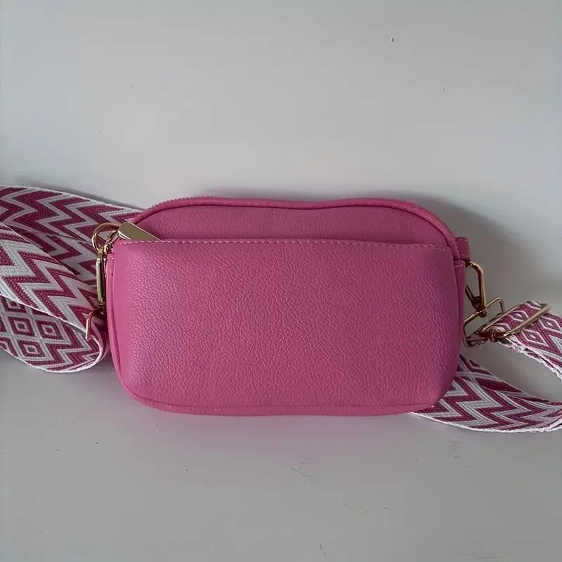 Patterned Strap Crossbody Bag with Gold Hardware