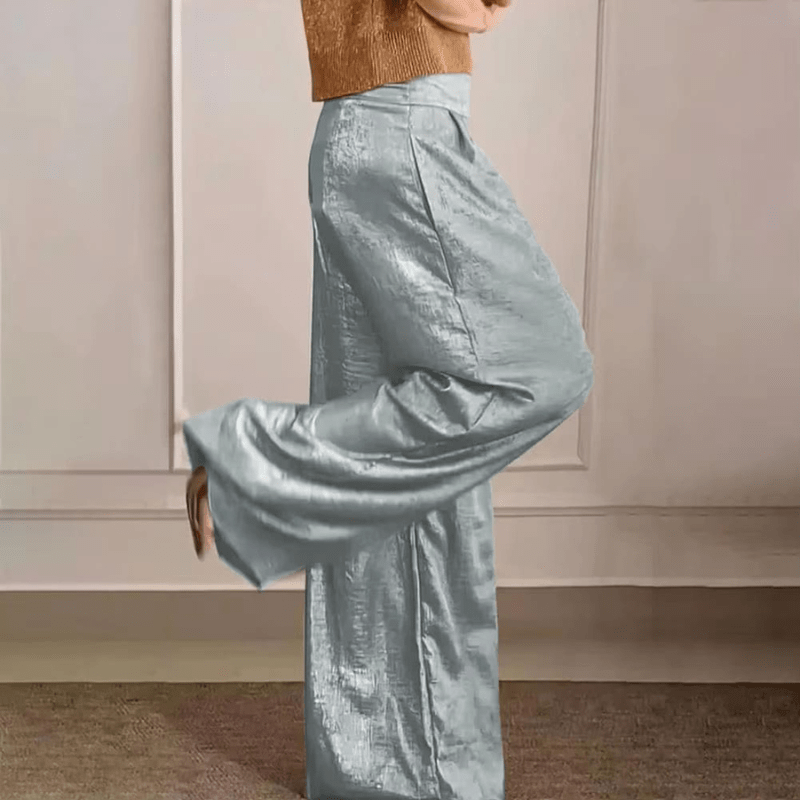 Wide Leg Pantaloons - High Waist Pleated Front
