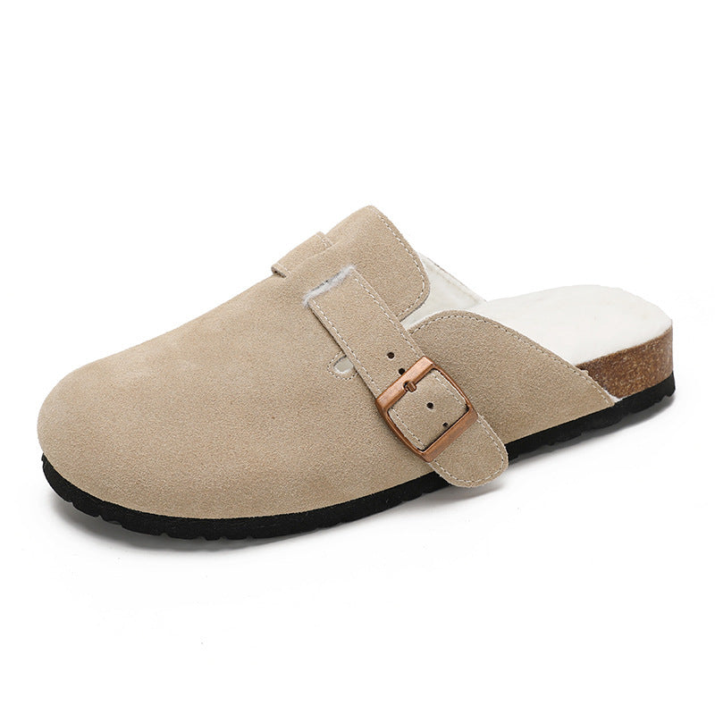 Women's Suede Open-Back Mules with Cork Footbed & Adjustable Strap-82019-e4006714-3d48-46b8-9800-1299cdcc2322